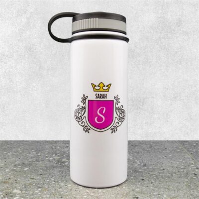 Crest Name White Sports Bottle
