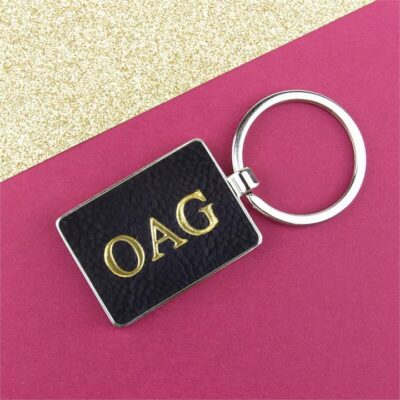 Personalised Monogram Black Keyring