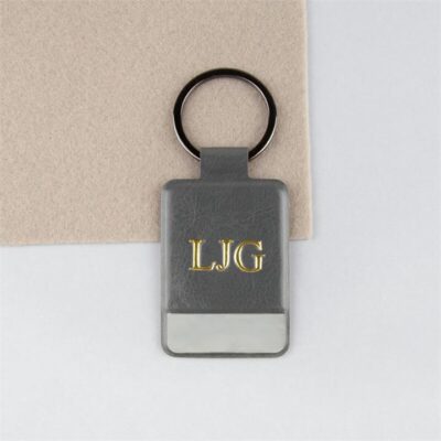 Grey Personalised Initials Keyring