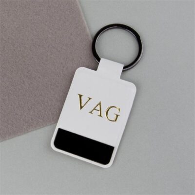 White Personalised Initials Keyring