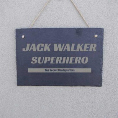 Superhero Headquarters Personalised Slate Sign