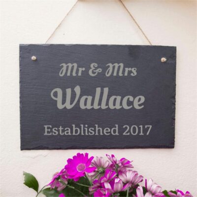 Wedding Date and Name Engraved Slate Sign