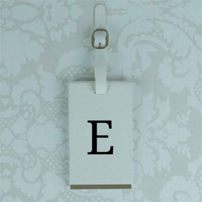 White Luggage Tag With Personalised Initial