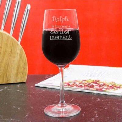 Personalised Wine Glasses Senior Moment