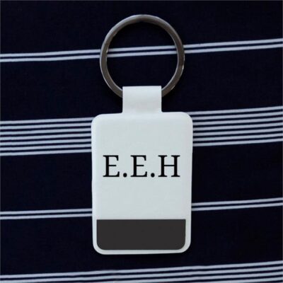 Monogram White Key Ring