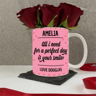 Personalised Smile with Hearts Mug