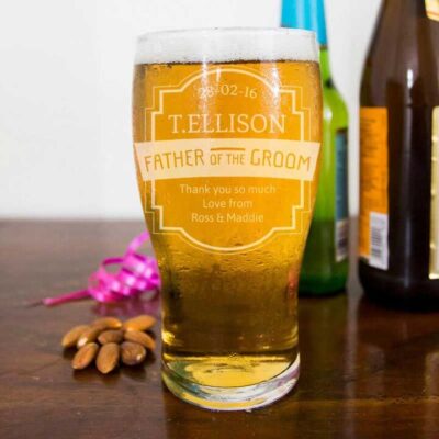 Groom's FatherEngraved Beer Glass 570ml