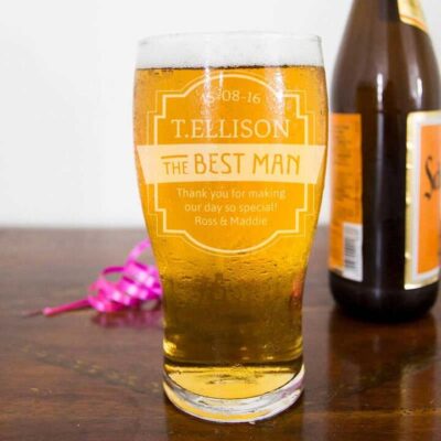 Personalised Best Man Pint Glass 570ml