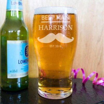 The Best Man 570ml Engraved Beer Glass