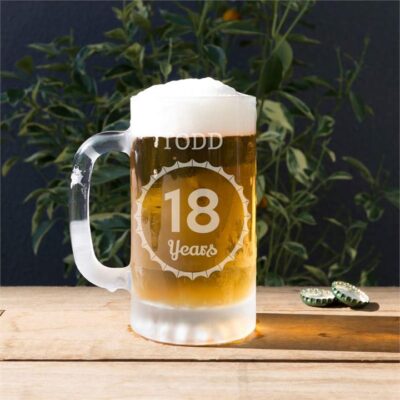 Stubby Cap Engraved Beer Glass 500ml