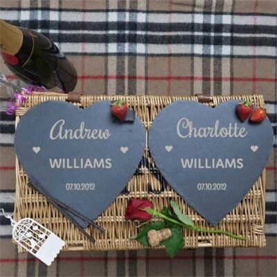 Personalised Slate Heart Pair