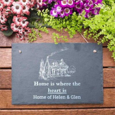 Home Is Where Heart Is Personalised Slate Sign
