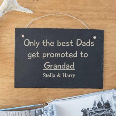 Promoted to Grandad Personalised Slate Sign