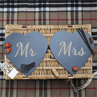 Mr & Mrs Heart Slate Pair