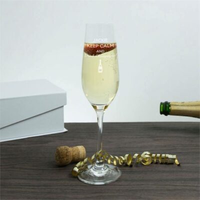 Keep Calm And Drink Champagne Crystal Flutes