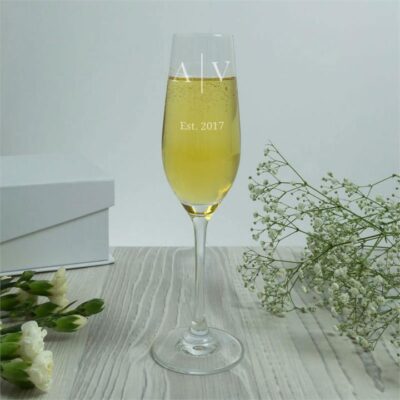 Couples Personalised Initials Crystal Flutes